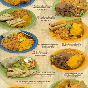 a menu of mexican food