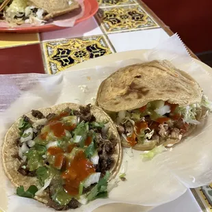 Steak taco and chicken Gordita