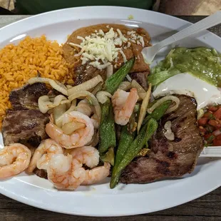 Shrimp and steak plate