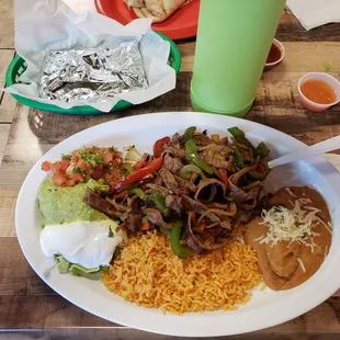 Steak fajitas plate