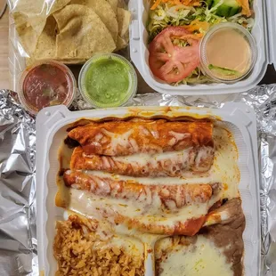 Takeaway: Chorizo Enchiladas Plate.