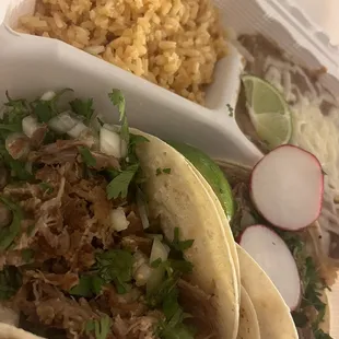 Carnitas tacos plate