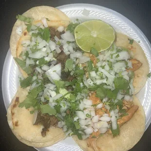 Carne Asada (steak) &amp; Pollo (chicken) Street Tacos