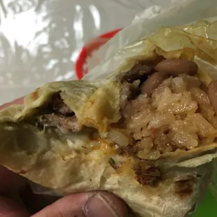 the inside of a burrito