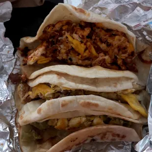 Egg &amp; Chorizo, Egg &amp; Bacon, Egg &amp; Cactus