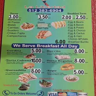 food menu