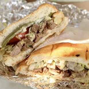 Inside of Torta de Lengua (Grilled Tongue) ($9.50)