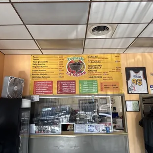 Menu, remember, cash only!