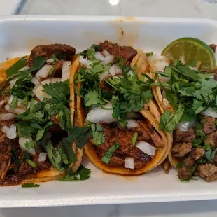 Two birria, one carne asada. Birria is so good!