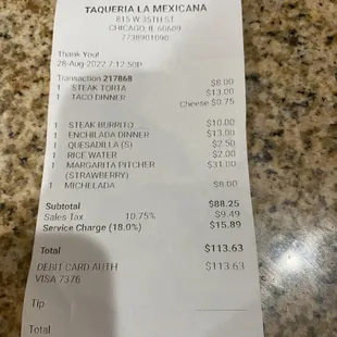 the receipt