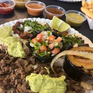 Asada + Pastor tacos