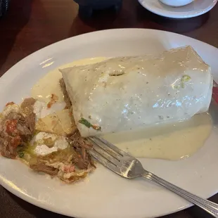 Shredded beef burrito with blanco quest delicious!