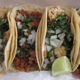 Chicken and Al Pastor, with Cilantro and Onions