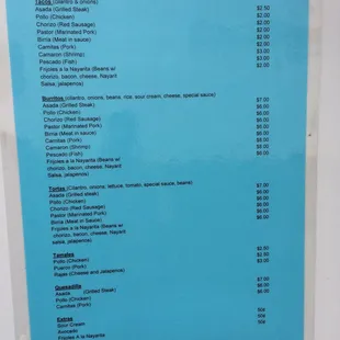 menu