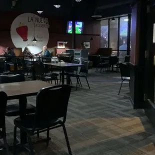 View of restaurant from booth
