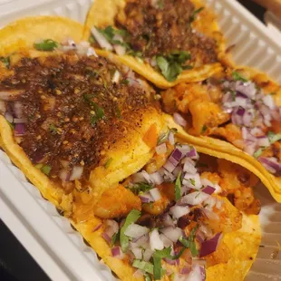 2 fish and 2 shrimp tacos