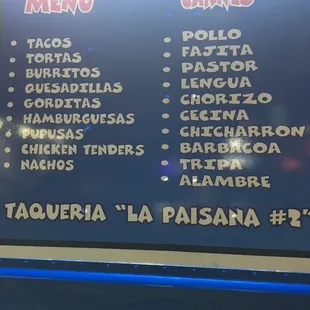 Menu Items