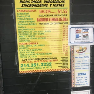 menu