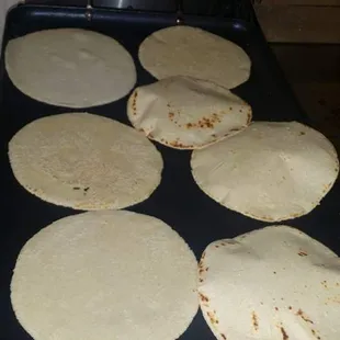 a pan of tortillas