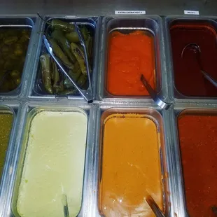 a variety of condiments