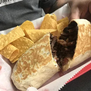 Huge beef burrito! Delicious - everything is made fresh.