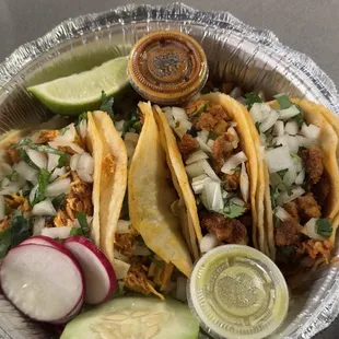 Chorizo and chicken tacos