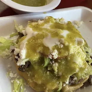 Sope with green salsa