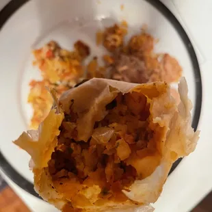 the inside of a burrito