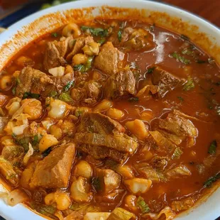Fully loaded pozole. Huge bowl for $12.99. Couldn't finish in one sitting.