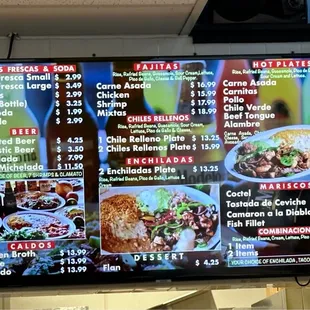 More recent menu pic, 4/6/23.