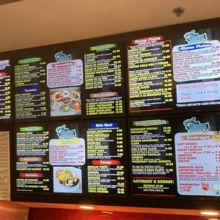 The menu.