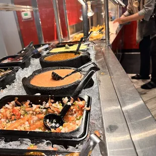 Great salsa bar! Inviting. many choices including grilled onions and jalapeños!