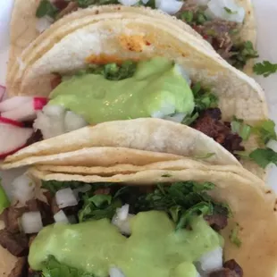 Carnitas and Carne Asada Tacos. So good!