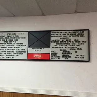 Old school menu priced just right!