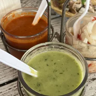 a variety of condiments