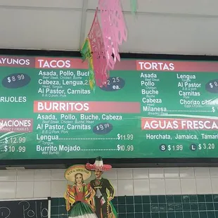 menu and prices