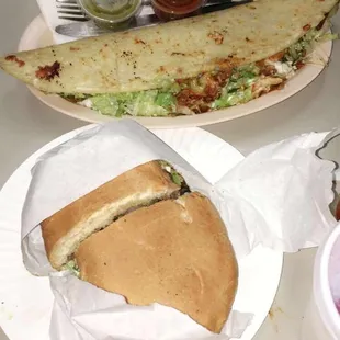 Quesadilla de chicharrón and torta de milanesa heaven!!!!