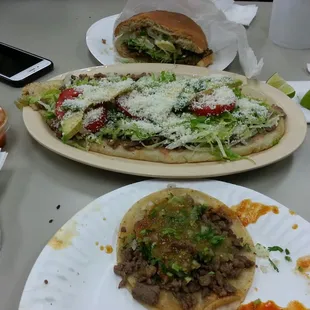 Torta de milanesa, asada sope (huge!), asada taco