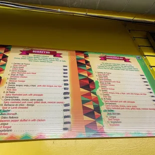 menu