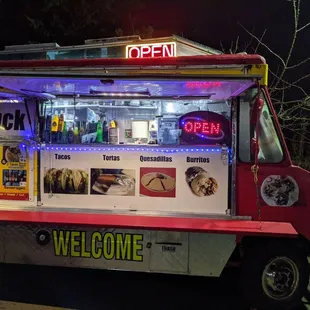 a food truck at night