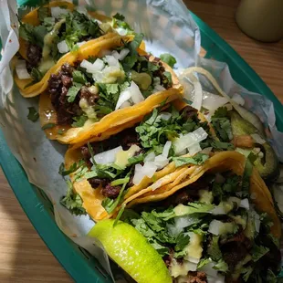 Barbacoa and fajita tacos