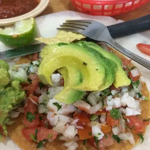 Ceviche De Camaron Tostada
