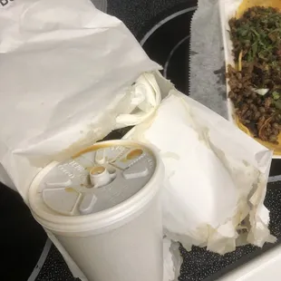 a taco and a drink