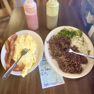 two plates of food on a table