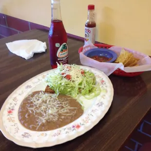 Flautas, rice &amp; beans. I really enjoyed the flautas, but the rest was a bit bland.