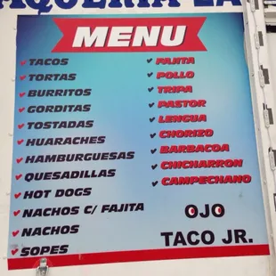 menu