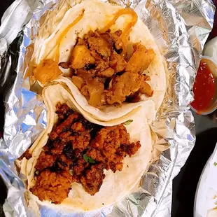 Taco al pastor and the sausage one lol