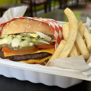 Regular Katrina burger with french fries