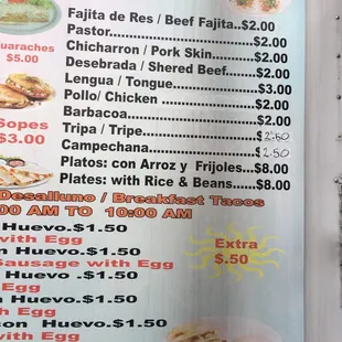 menu