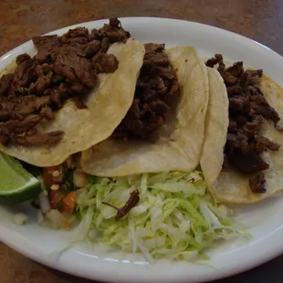 Beef Asada Taco plate, Taqueria Las Palmas II, January 5th 2014